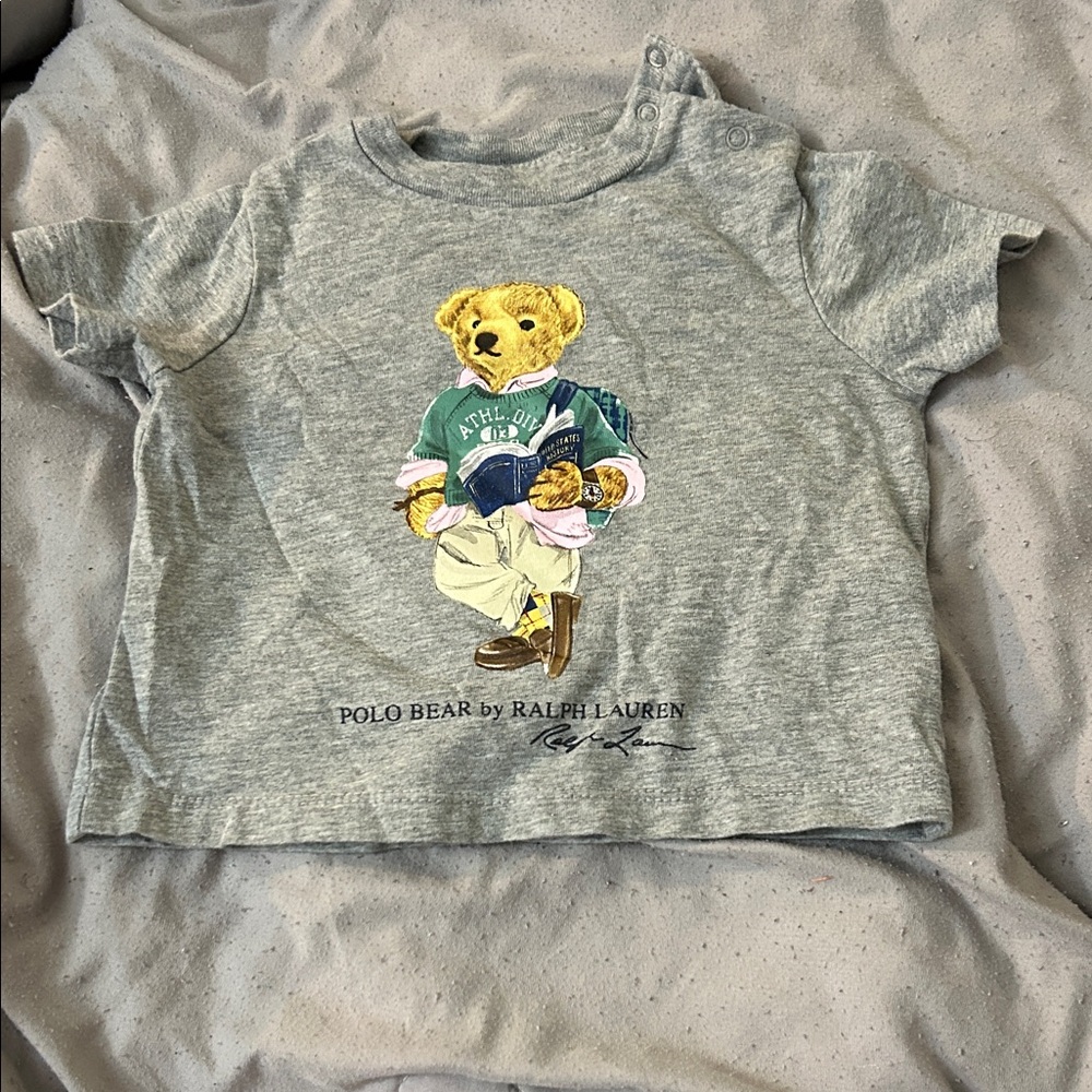 Ralph Lauren Gray Polo Bear Kids Tee